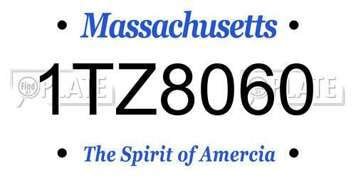 1TZ8060 Massachusetts License Plate