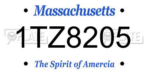 1TZ8205 Massachusetts License Plate