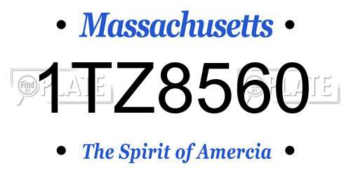 1TZ8560 Massachusetts License Plate