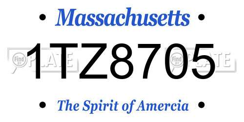 1TZ8705 Massachusetts License Plate