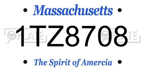 1TZ8708 Massachusetts License Plate