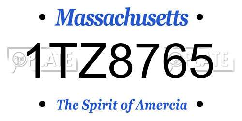1TZ8765 Massachusetts License Plate