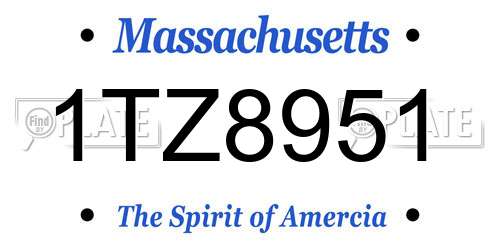 1TZ8951 Massachusetts License Plate