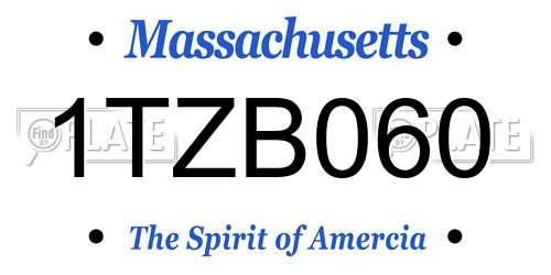 1TZB060 Massachusetts License Plate