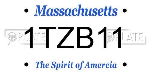 1TZB11 Massachusetts License Plate