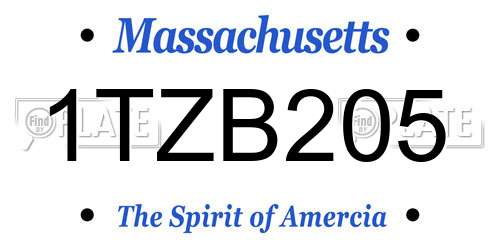 1TZB205 Massachusetts License Plate