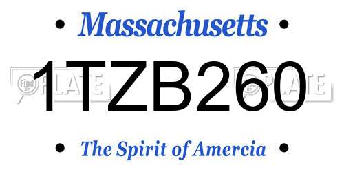 1TZB260 Massachusetts License Plate