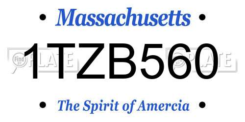 1TZB560 Massachusetts License Plate