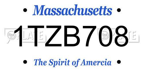 1TZB708 Massachusetts License Plate