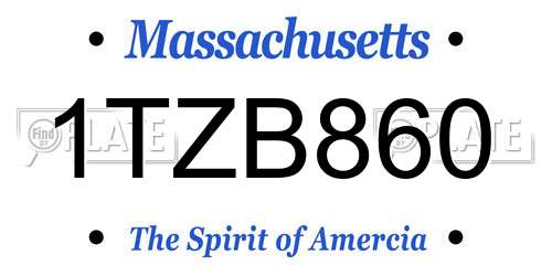 1TZB860 Massachusetts License Plate