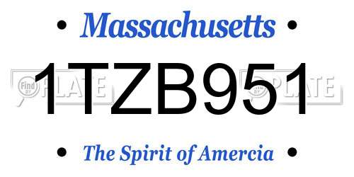 1TZB951 Massachusetts License Plate