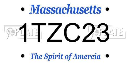 1TZC23 Massachusetts License Plate