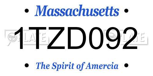 1TZD092 Massachusetts License Plate