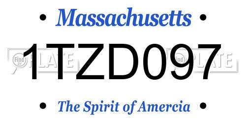 1TZD097 Massachusetts License Plate