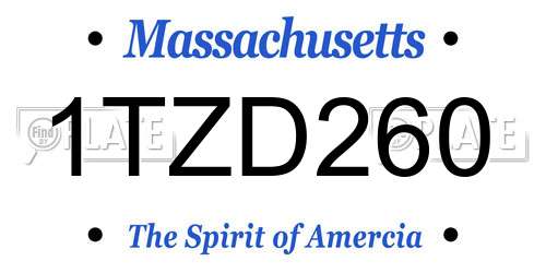 1TZD260 Massachusetts License Plate