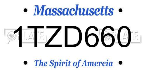 1TZD660 Massachusetts License Plate