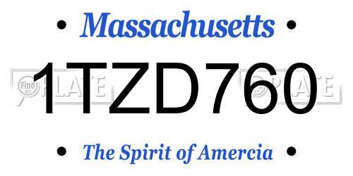 1TZD760 Massachusetts License Plate