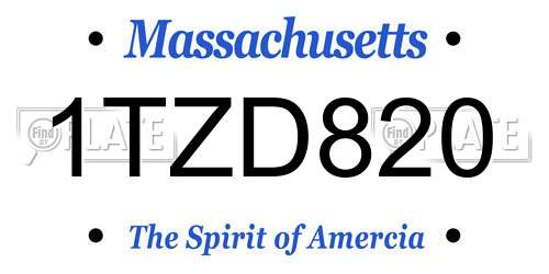 1TZD820 Massachusetts License Plate