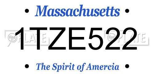 1TZE522 Massachusetts License Plate