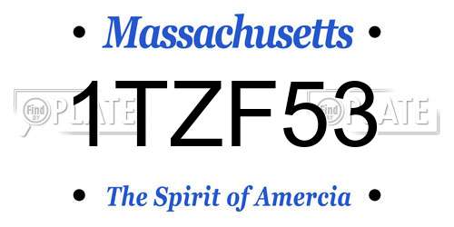 1TZF53 Massachusetts License Plate