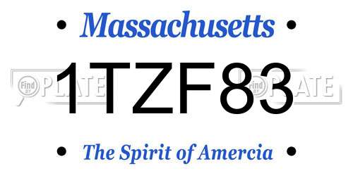 1TZF83 Massachusetts License Plate