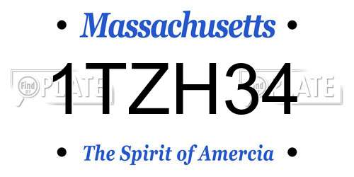 1TZH34 Massachusetts License Plate