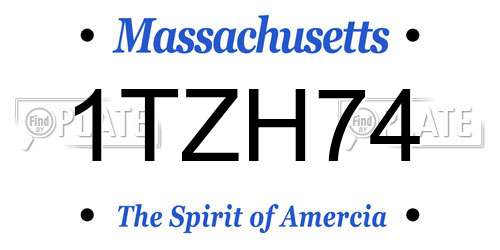 1TZH74 Massachusetts License Plate