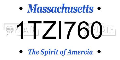 1TZI760 Massachusetts License Plate