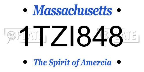 1TZI848 Massachusetts License Plate
