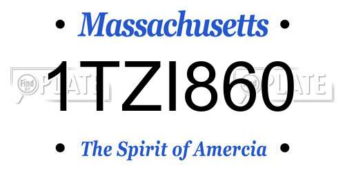 1TZI860 Massachusetts License Plate