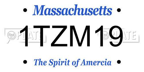 1TZM19 Massachusetts License Plate