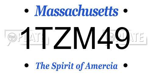 1TZM49 Massachusetts License Plate