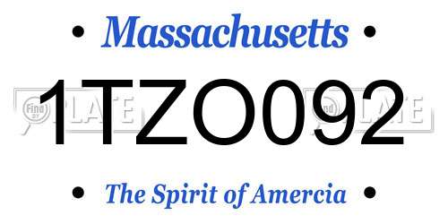 1TZO092 Massachusetts License Plate