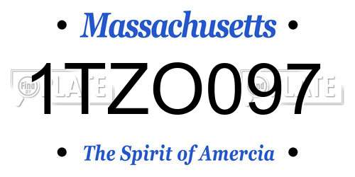 1TZO097 Massachusetts License Plate