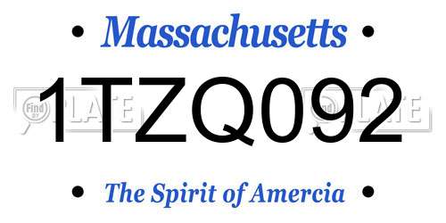 1TZQ092 Massachusetts License Plate