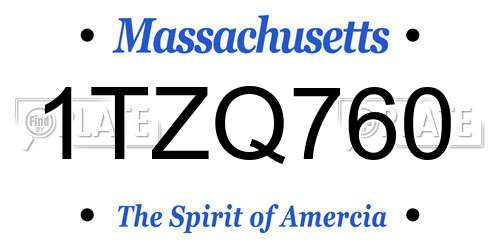 1TZQ760 Massachusetts License Plate