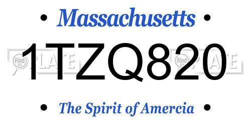 1TZQ820 Massachusetts License Plate