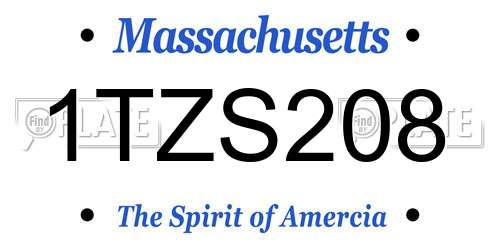 1TZS208 Massachusetts License Plate