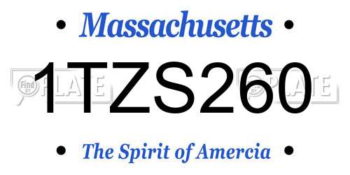 1TZS260 Massachusetts License Plate