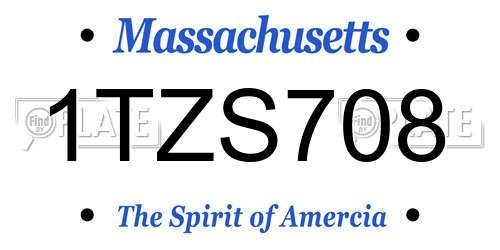 1TZS708 Massachusetts License Plate
