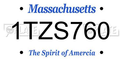 1TZS760 Massachusetts License Plate
