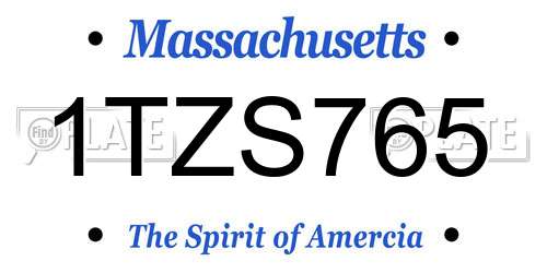 1TZS765 Massachusetts License Plate