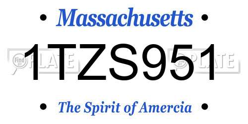 1TZS951 Massachusetts License Plate