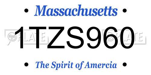 1TZS960 Massachusetts License Plate