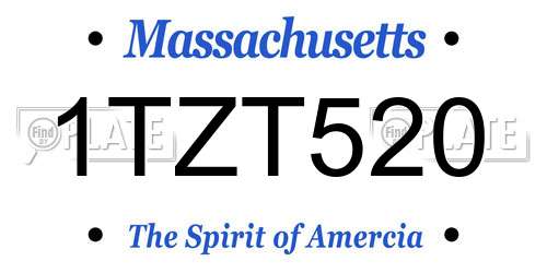 1TZT520 Massachusetts License Plate