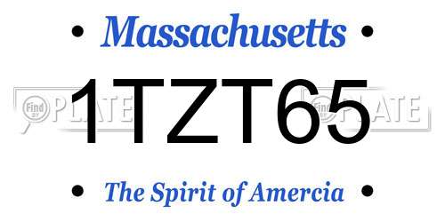 1TZT65 Massachusetts License Plate