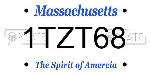 1TZT68 Massachusetts License Plate