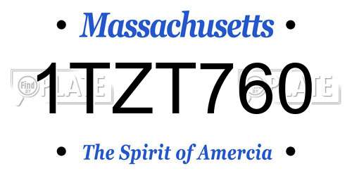 1TZT760 Massachusetts License Plate