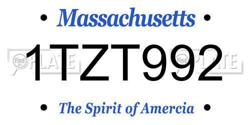1TZT992 Massachusetts License Plate