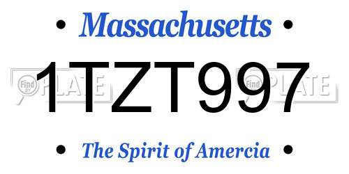 1TZT997 Massachusetts License Plate